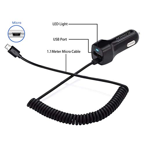 Car Charger with Micro USB Cable for Samsung Galaxy S7 Edge/A10/S6/J7/J8/J6/A9,LG K20/K30/G4/Stylo 3,Motorola X/Moto E7/E6/G5,HTC m9/m8,Other Micro USB Devices