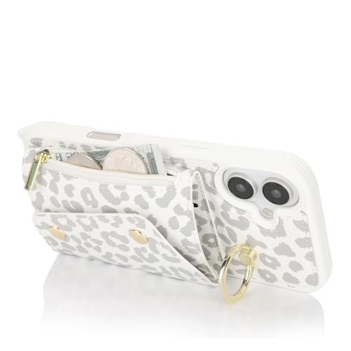 Lipvina Crossbody Wallet Case for iPhone 16 Plus,White Leopard - color: 03-White Leopard, size: iPhone 16 Plus 6.7"