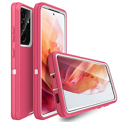 MXX Case Compatible with Galaxy S21 Ultra Case, 3-Layer Super Full Heavy Duty Body Bumper Cover/Shock Protection/Dust Proof, Designed for Samsung Galaxy S21 Ultra 5G 6.8 Inch 2021 (Pink/White) - color: Pink/White