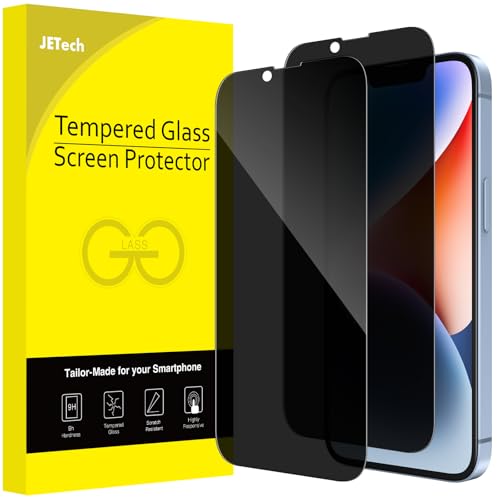 JETech Privacy Screen Protector for iPhone 14/17e, 2-Pack | Full-Coverage Tempered Glass, Edge-to-Edge Protection, Anti-Spy, Case-Friendly, HD Clear - size: iPhone 14/17e