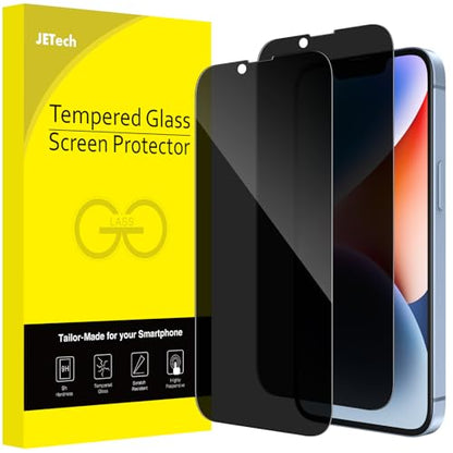 JETech Privacy Screen Protector for iPhone 14/17e, 2-Pack | Full-Coverage Tempered Glass, Edge-to-Edge Protection, Anti-Spy, Case-Friendly, HD Clear - size: iPhone 14/17e