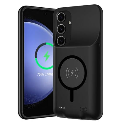 Battery Case for Galaxy S23 FE, Upgraded 12000mAh Portable Protective Wireless Charging Case Compatible with Galaxy S23 FE 5G (6.4 inch) Rechargeable Extended Battery Pack Charger Case (Black) - size: Galaxy S23 FE