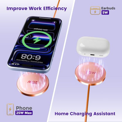 MagSafe 25W Wireless Charger for Apple Magnetic Fast Charging Pad - color: Orange