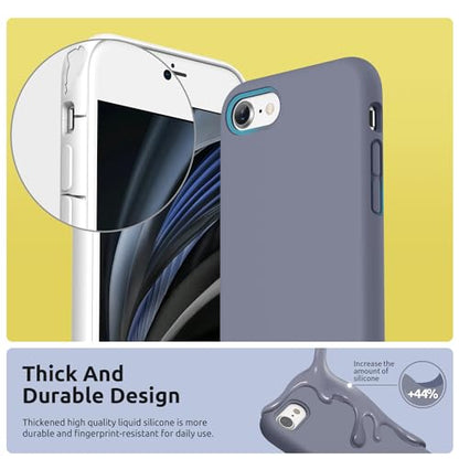 SURPHY Designed for iPhone SE Case, iPhone 8 Case, iPhone 7 Case, Liquid Silicone Phone Case for iPhone se 3rd 2nd SE 2022 SE 2020, Lavender Gray - color: Lavender Gray
