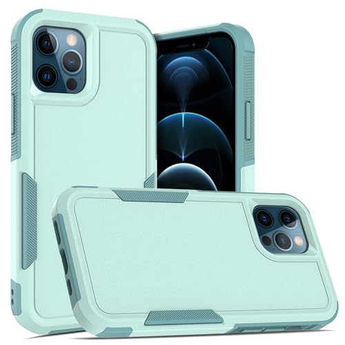for iPhone 12 / iPhone 12 PRO Case: Dual Layer Protective Heavy Duty Cell Phone Case Shockproof Rugged Bumper Tough with Screen Protector - Military Grade Drop Tested for iPhone 12/12 PRO, Green - color: Mint Green (PC) + Mint Green (TPU)
