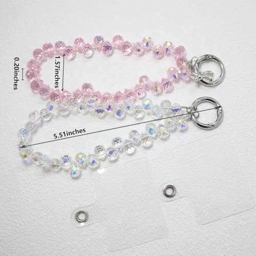 2-Pack Crystal Beaded Phone Lanyard Set, Detachable Wrist Strap Keychain for iPhone Samsung AirPods, Fashion Phone Accessories for Women - color: N2