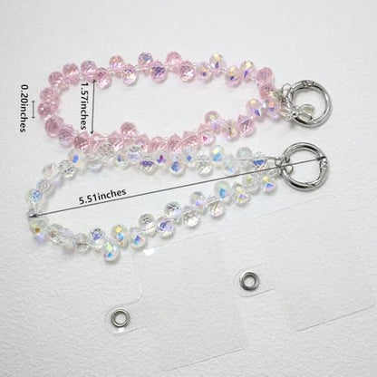 2-Pack Crystal Beaded Phone Lanyard Set, Detachable Wrist Strap Keychain for iPhone Samsung AirPods, Fashion Phone Accessories for Women - color: N2