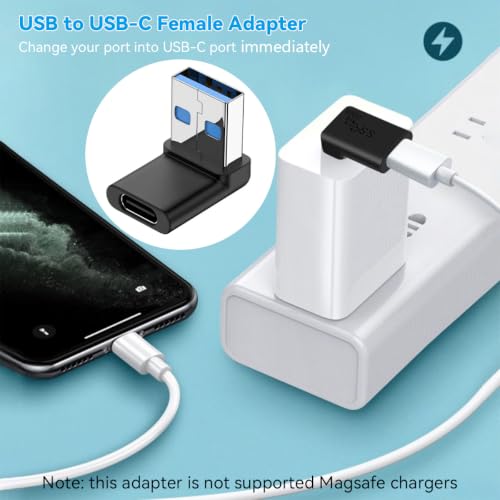Right Angle USB A to C Adapter 90 Degree USB to USB-C Converter 2-Pack