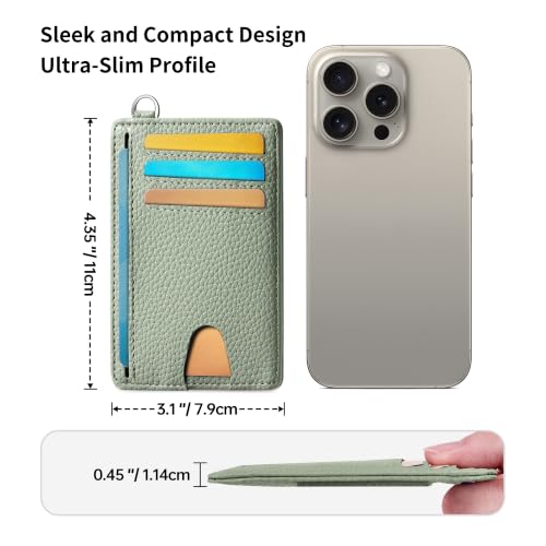 Mayski Slim Wallet, Credit Card Holder for Women, Minimalist Front Pocket RFID Blocking Card Cases, Small Wallet Women Men(Litchi Green) - color: Litchi Green