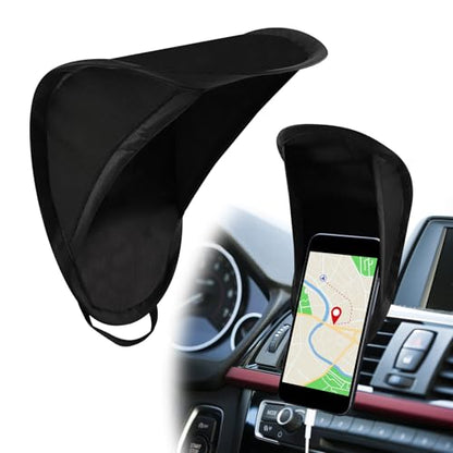 Car Mobile Phone Sunshade, Auto Portable Foldable Smartphone Umbrella Cover - color: Black