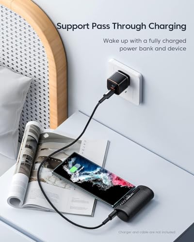 Kuulaa Portable Charger USB C Power Bank 4500mAh Small Portable Phone Charger Android Compact Plug in Battery Pack Portable Compatible with iPhone 15, Samsung Galaxy, Moto, LG, Pixel, Black - color: Pack of 1 Black