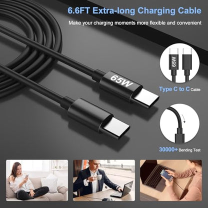 45W GaN USB C Fast Charger with 6.6FT C to C Cable for Google Pixel（Black） - color: Black, size: 6.6FT/2M