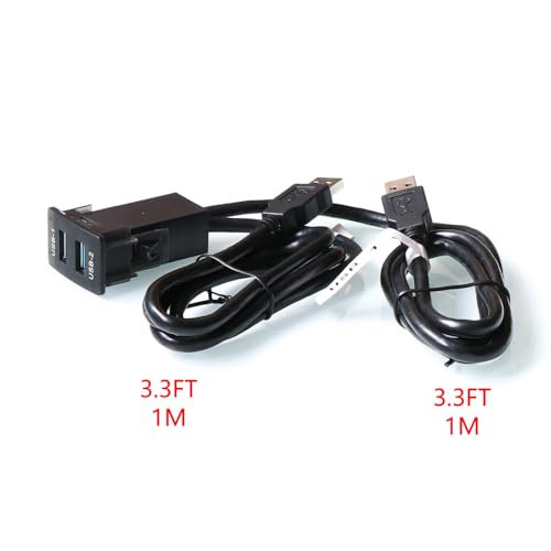 Timloon Dual USB 3.0 Car Dash Flush Mount Extension Cable Length 3.3FT 1M for Honda（Size：0.95‘’x1.46“x2”）