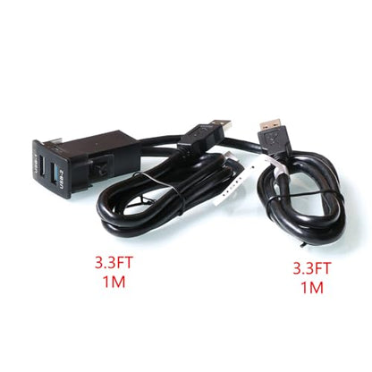 Timloon Dual USB 3.0 Car Dash Flush Mount Extension Cable Length 3.3FT 1M for Honda（Size：0.95‘’x1.46“x2”）