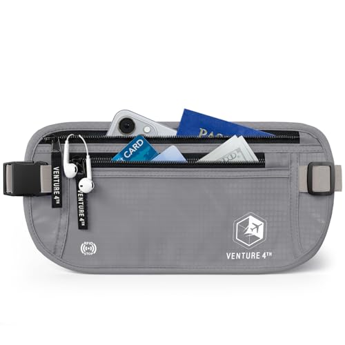 VENTURE 4TH Travel Money Belt, RFID Blocking Passport Holder - Silver - color: Silver