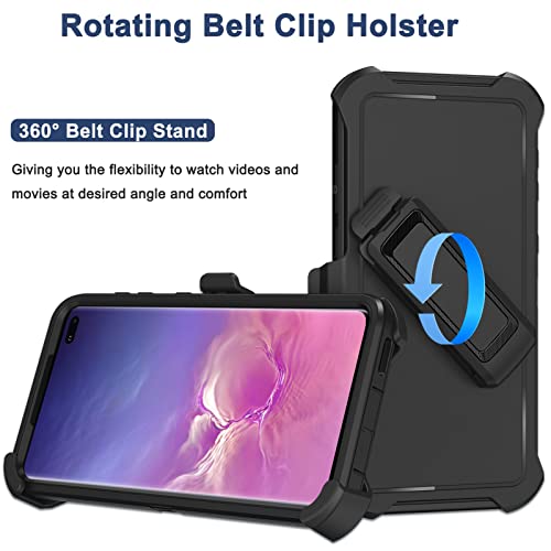 for Samsung Galaxy S10 Case with Belt Clip Holster, 2 x Screen Protector, [Military Grade Drop Protection] Heavy Duty Full Body Shockproof Rugged Protective Cover for Samsung Galaxy S10 Black - color: Black