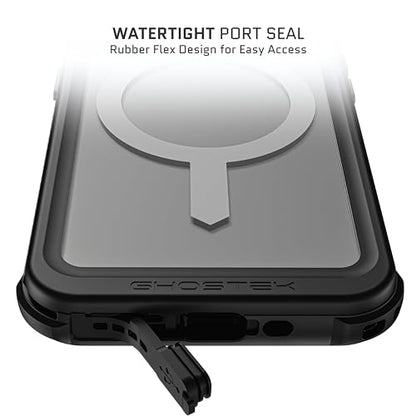 Ghostek Nautical Waterproof Apple iPhone 15 Pro Case with Holster Belt Clip - Screen & Camera Protector, MagSafe Compatible, Rugged Heavy Duty (6.1 Inch, Clear) - color: Clear, size: iPhone 15 Pro