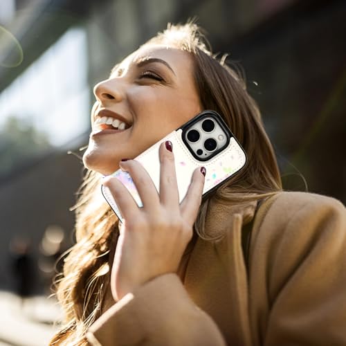 HAOPINSH for iPhone 16 Pro Wallet Case with Card Holder, Pale Flower Pattern Back Flip Folio PU Leather Kickstand Card Slots Case for Women Girls, Double Magnetic Clasp Shockproof 6.3" - color: Pale Flower