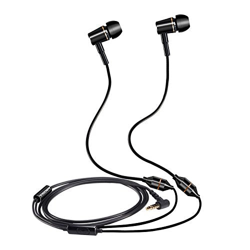 KINDEN EMF Protection Headphones Anti-Radiation, EMF Blocking Earphones Air Tube Headset Radiation Free Earbuds with Microphone Binaural Acoustic Stereo Wired for 3.5 mm Jack Devices Only - color: Black