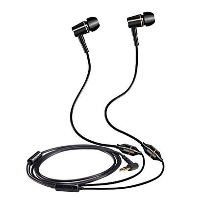 KINDEN EMF Protection Headphones Anti-Radiation, EMF Blocking Earphones Air Tube Headset Radiation Free Earbuds with Microphone Binaural Acoustic Stereo Wired for 3.5 mm Jack Devices Only - color: Black