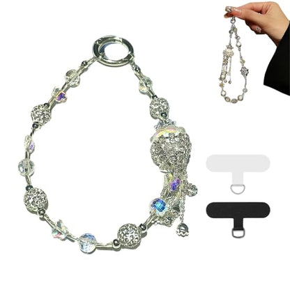 White Royal Crystal Crown Original Design Phone Charm with 2 Tether Tabs – Stylish, Durable, and Hands-Free Phone Chain – Compatible with iPhone, Samsung, Pixel & More - color: 08 White Royal Crystal Crown