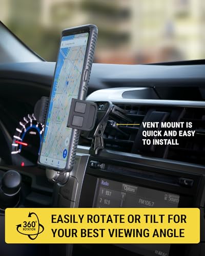 Scosche HVM2 Vent Phone Mount for Car, 360° Adjustable Cellphone Stand, Hands-Free Cell Phone Holder for Car Air Vent Compatible with iPhone 16/15/14/13/12 Series & Mobile Phones up to 3.5 inches - style: Vent
