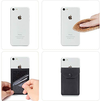 Self Adhesive Phone Card Wallet with Flip Cover, RFID Blocking, Black - color: Black Plus