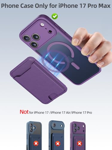 TopMade for iPhone 17 Pro Max Case with Mag-Safe Wallet, 4 Cards Holder - color: Purple, size: iPhone 17 Pro Max