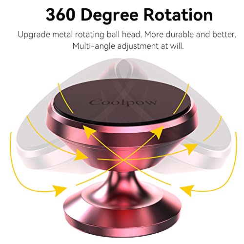 【2-Pack】Magnetic Phone Holder for Car Dash Strong Magnetic Car Phone Mount - color: Rose Gold