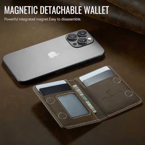 Strapurs Magnetic Card Holder Compatible with MagSafe Phones and Cases, PU Leather Phone Wallet for iPhone 17/16/15/14/13/12/Pro/Max/Plus/Air, 4 Card Slots RFID Blocking with Zipper Pocket - Brown - color: Brown