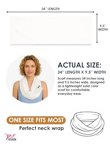 Pop Fashion Solid Color Hidden Zipper Pocket Scarf - Fashion Scarf for Women - All Seasons - color: White