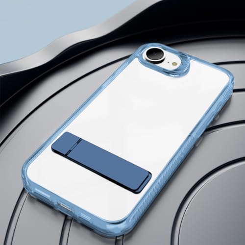 Case for iPhone 16e, Clear Kickstand | Yellowing-Resistant | Slim Transparent, 360° Kickstand, Compatible with MagSafe, Shock-Absorbing Bumper, for Hands-Free Video Calls & Movies - color: Blue