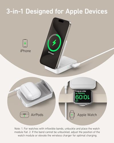 Anker MagGo 3-in-1 MagSafe-Compatible Qi2 15W Foldable Charging Station - color: White