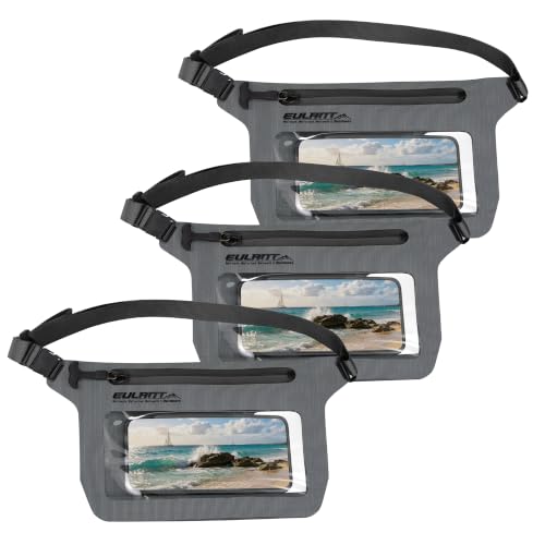 IPX8 Waterproof Phone Pouch,Reusable Fanny Pack Dry Bag | Fanny Pack Dry Bag with Screen Touch Sensitive for Beach Swimming,Boating,Kayaking,Rafting - color: Dark Gray, size: 3 PC