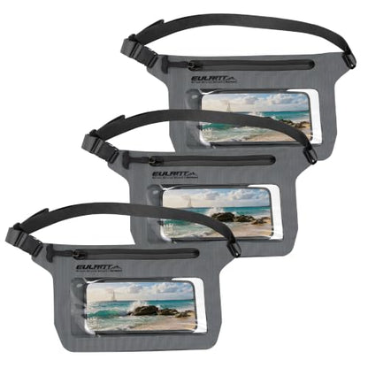 IPX8 Waterproof Phone Pouch,Reusable Fanny Pack Dry Bag | Fanny Pack Dry Bag with Screen Touch Sensitive for Beach Swimming,Boating,Kayaking,Rafting - color: Dark Gray, size: 3 PC