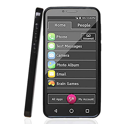Glossy Jet Black Flexible Flex-Gel Skin Phone Case Cover Compatible with GreatCall Jitterbug Smart2 Case (5.5” Screen) (6598524949) - color: Black