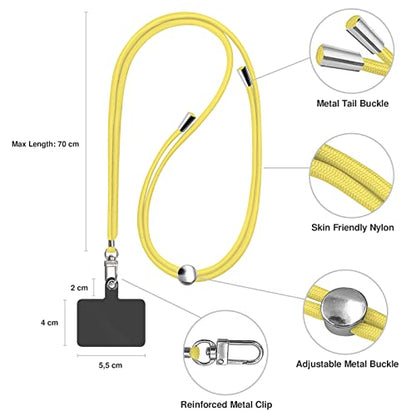 TBOC Cell Phone Lanyard [Yellow] - Comfortable Universal Smartphone Lanyard - Easy to Use Neck Phone Holder [Black Patch] - Adjustable Length Phone Strap Crossbody - Fits All Mobile Phones - color: Yellow