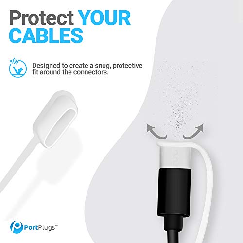 USB C Cable Dust Caps 5 Pack with Integrated Tether, Clear - color: Clear