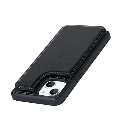 Cavor for iPhone 14 Wallet Case with Card Holder for Women, Black - color: C-Black