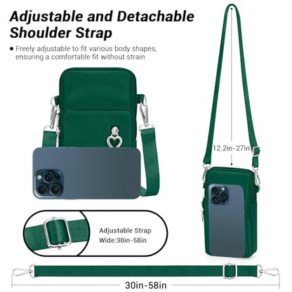 YINHEXI Small Crossbody Bags for Women Trendy, Mini Triple Compartment Cell Phone Crossbody Wallet Purses - color: Dark Green-2