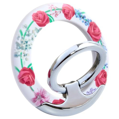 Magnetic Phone Ring for MagSafe Grip, Super Magnet Twinkle Design Ring Holder Stand, MagSafe Accessory for iPhone 17/16/15/14/13 Pro Max Plus，Rose Garland - color: Rose Garland