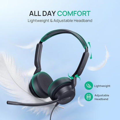 Yealink UH42 SE Wired Headset, USB-A/C & 3.5mm,in-Line Controls, On-Ear - color: Dual-Ear (UC), size: 3.5mm & USB-C/A