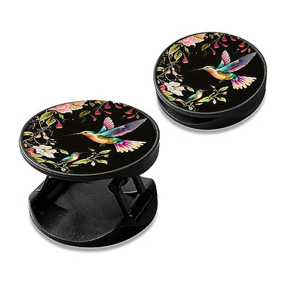 2 Pack Cell Phone Grip with Expanding Kickstand, Flower Hummingbird - color: Flower Hummingbird