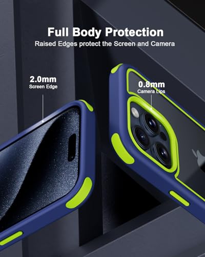 Mobnano Compatible with iPhone 15 Pro Case, with Multicolor Protective Shockproof Bumpers, Crystal Clear Back Not Yellowing Anti-Scratch Hard PC Back & Soft Silicone TPU Frame Cover - Blue/Green - color: Blue/Green, size: iPhone 15 Pro