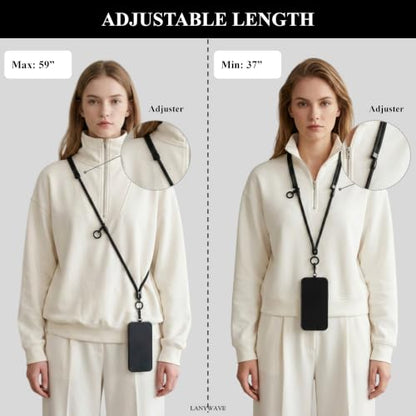 4-in-1 Phone Lanyard, Crossbody, Neck, Wrist & Finger Strap - color: Black