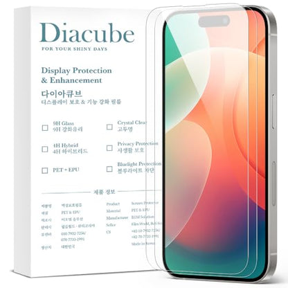 For iPhone 16, 9H Ultra Thin Glasslike Screen Protector [2 Pack], Unbreakable, HD Clear, Scratch Resistant, Easy Installation with Alignment Jig - size: iPhone 16