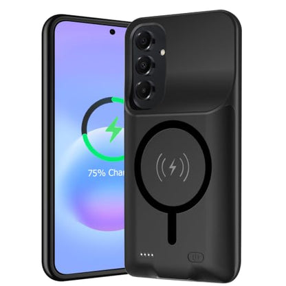 MAXBEAR Battery Case for Galaxy A57, Upgraded 12000mAh Portable Protective Wireless Charging Case Compatible with Galaxy A57 5G (6.7 inch) Rechargeable Extended Battery Pack Charger Case (Black) - size: Galaxy A57
