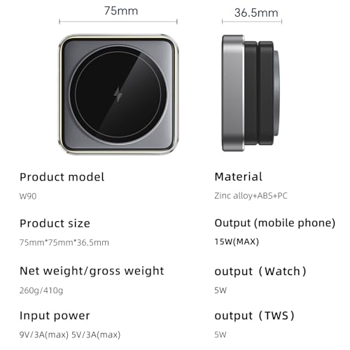 3 in 1 Wireless Charger for iPhone 17 16 15 14 13 12 11 Pro Max Foldable Wireless Charging Station with Night Light for MagSafe Travel Magnetic Charger Stand Fast Charging for AirPods Apple Watch B