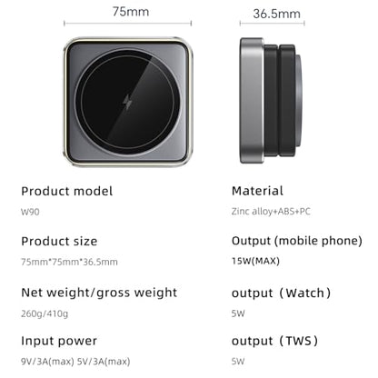 3 in 1 Wireless Charger for iPhone 17 16 15 14 13 12 11 Pro Max Foldable Wireless Charging Station with Night Light for MagSafe Travel Magnetic Charger Stand Fast Charging for AirPods Apple Watch B