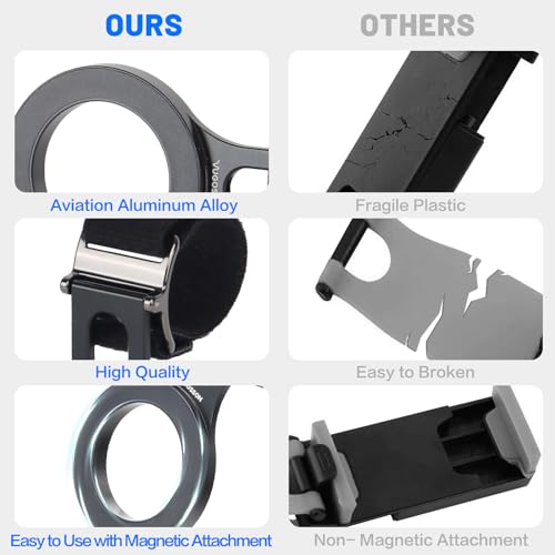 Magnetic Phone Holder for Car, Steering Wheel Phone Holder [Strong Magnet], for MagSafe, Adjustable Strap Compatible with Gym Equipment, Stroller, Shopping Cart, All Phone(Magnetic Ring Included)